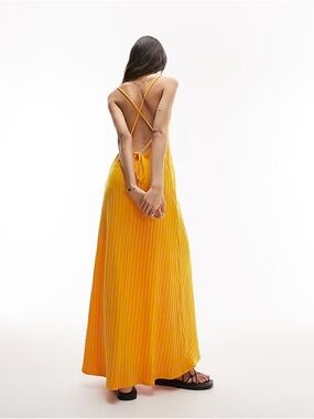 slim fit dress slacks Eline pleated maxi dress
